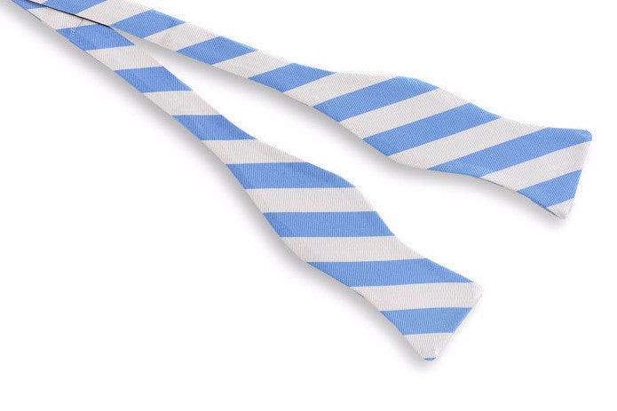 All American Stripe Bow Tie - Carolina and White