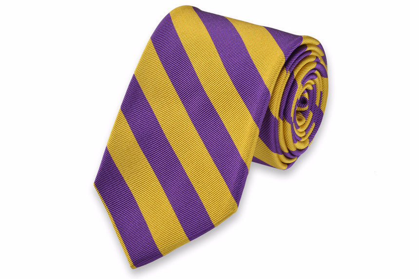 All American Stripe Necktie - Purple and Gold