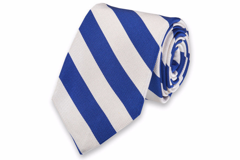 All American Stripe Necktie - Royal and White