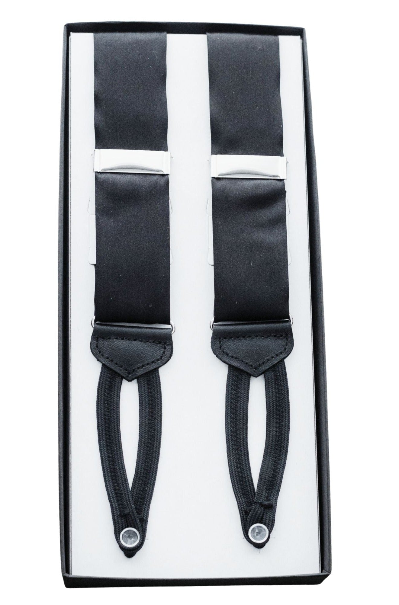 Black Satin Silk Suspenders High Cotton