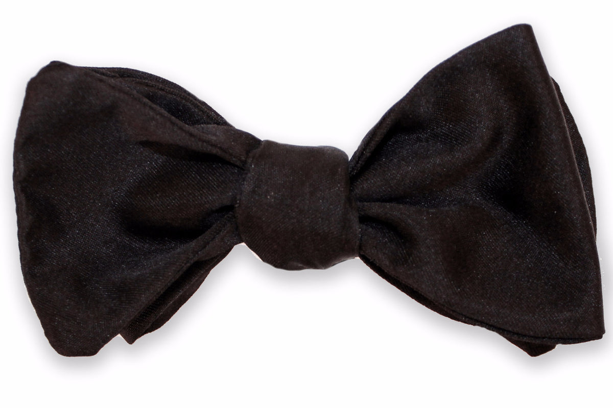 Black Satin Silk Bow Tie