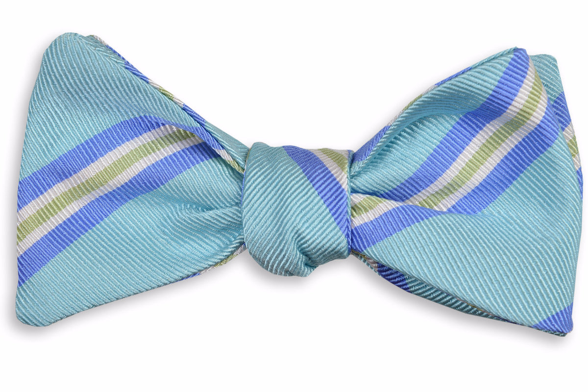 Harbor Stripe Bow Tie - Aqua