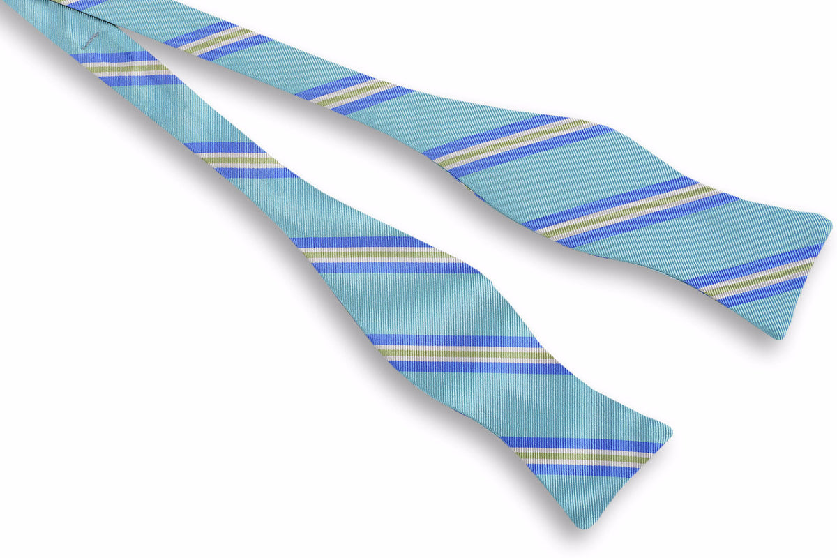 Harbor Stripe Bow Tie - Aqua