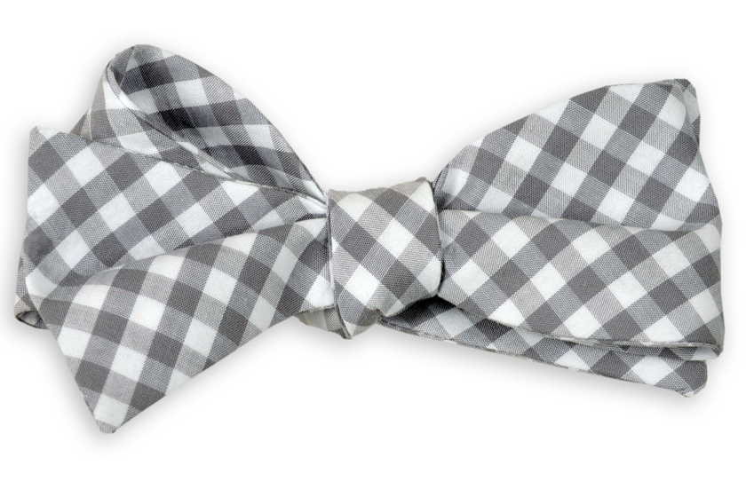 Dark Gray Check Bow Tie