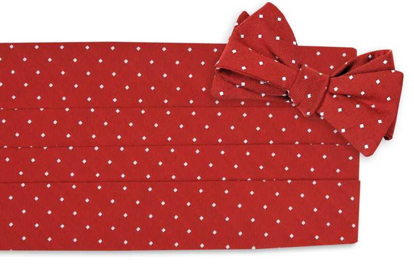 Red Woven Dot Cummerbund Set High Cotton Ties