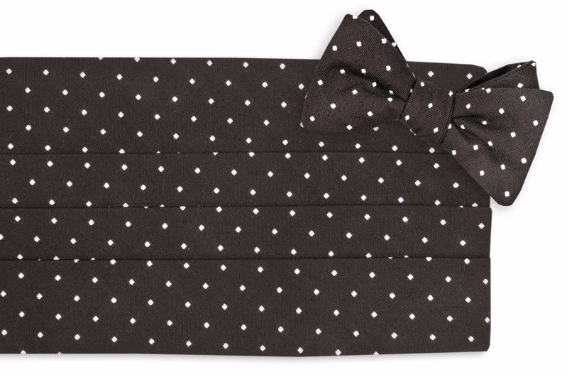 Black Woven Dot Cummerbund Set