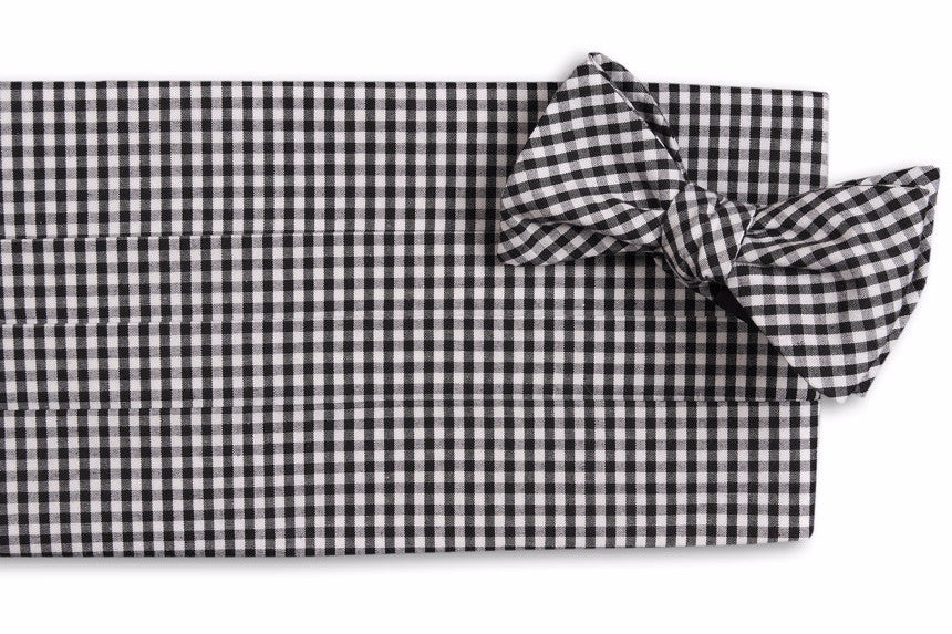 Black Gingham Cummerbund Set High Cotton Ties