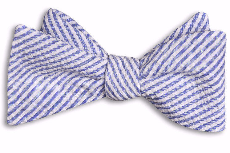 Classic Blue Seersucker Stripe Bow Tie High Cotton Ties