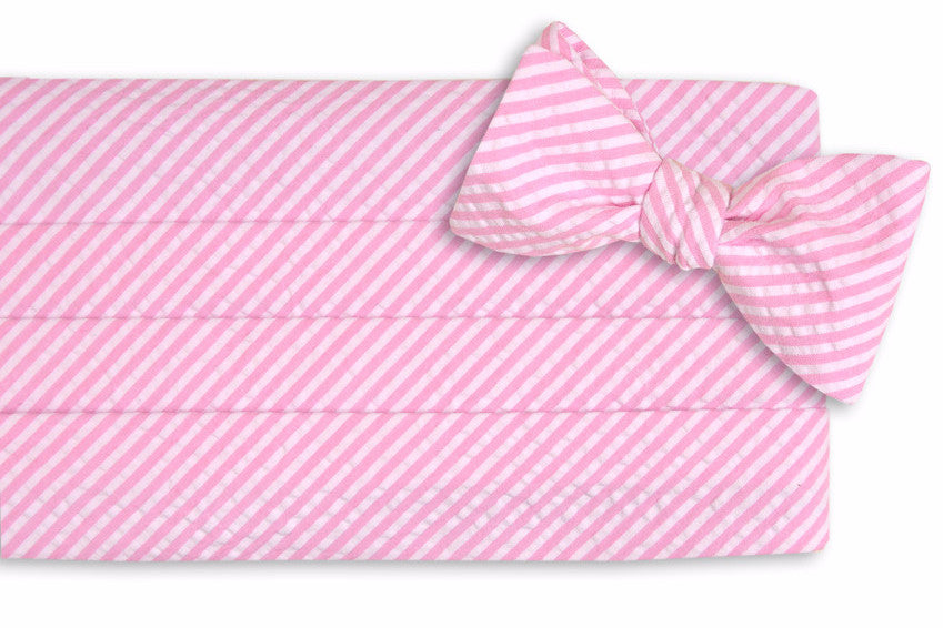 Hot Pink Seersucker Stripe Cummerbund Set