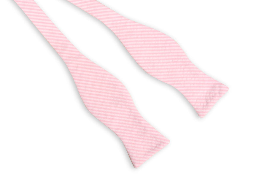 Pink Seersucker Stripe Bow Tie