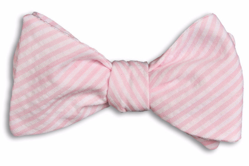 Pink Seersucker Stripe Bow Tie