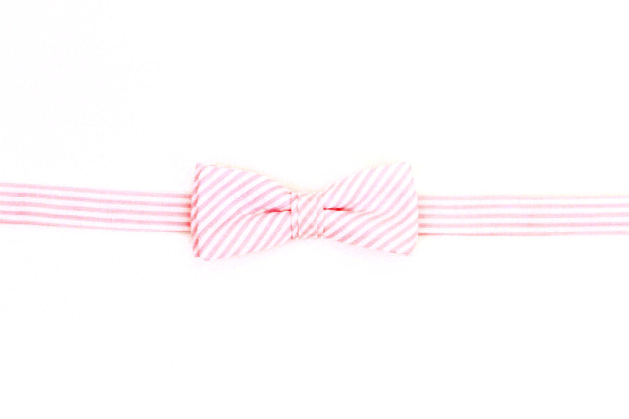 Pink Seersucker Stripe Boy&#39;s Bow
