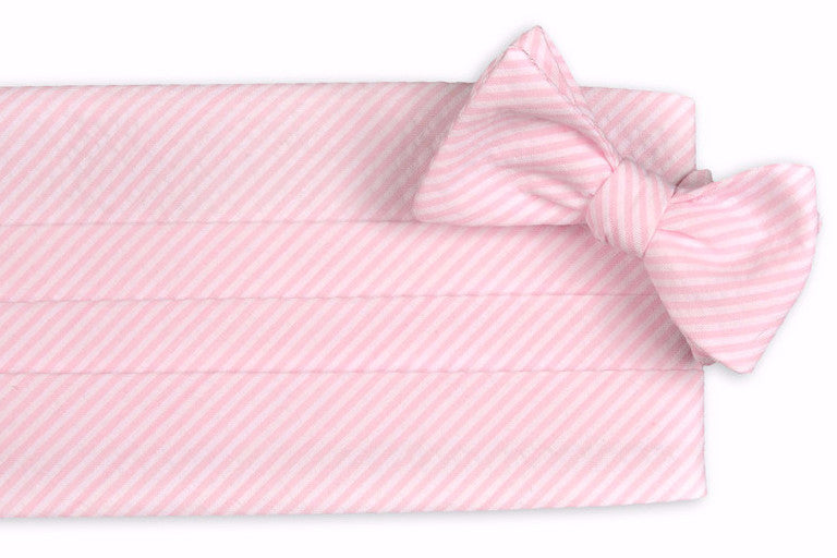 Pink Seersucker Stripe Cummerbund Set High Cotton Ties