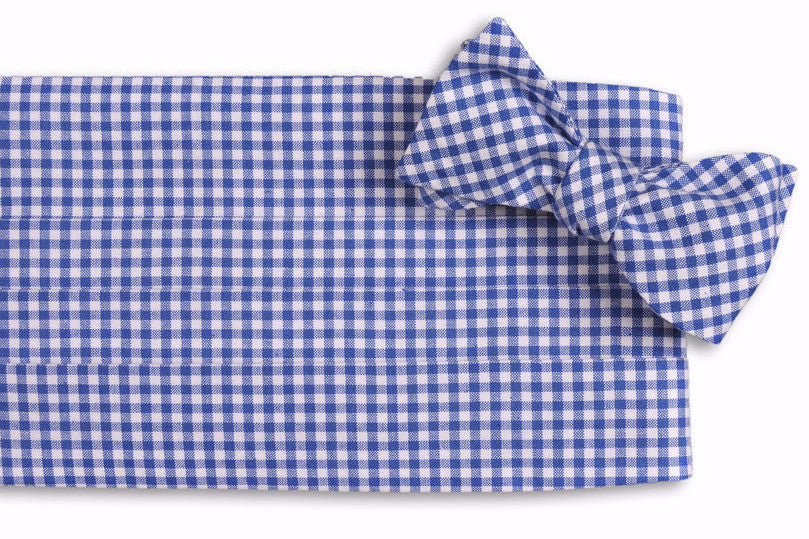 Royal Blue Gingham Cummerbund Set