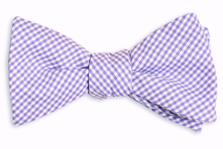 Soft Lavender Mini Check Bow Tie