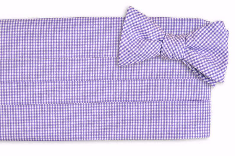 Soft Lavender Mini Check Cummerbund Set High Cotton Ties