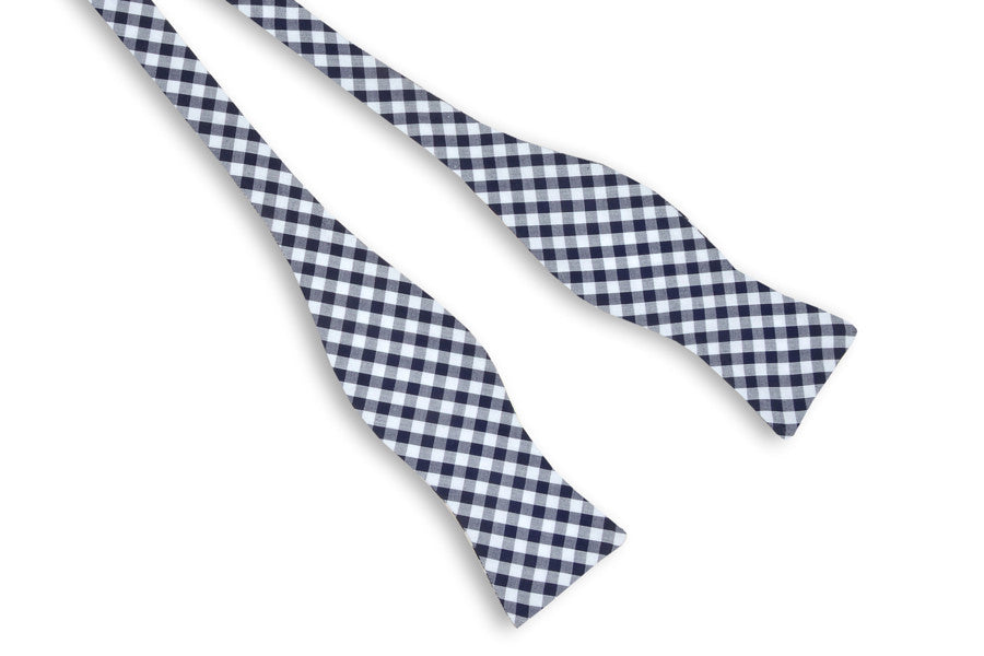 Navy Gingham Bow Tie