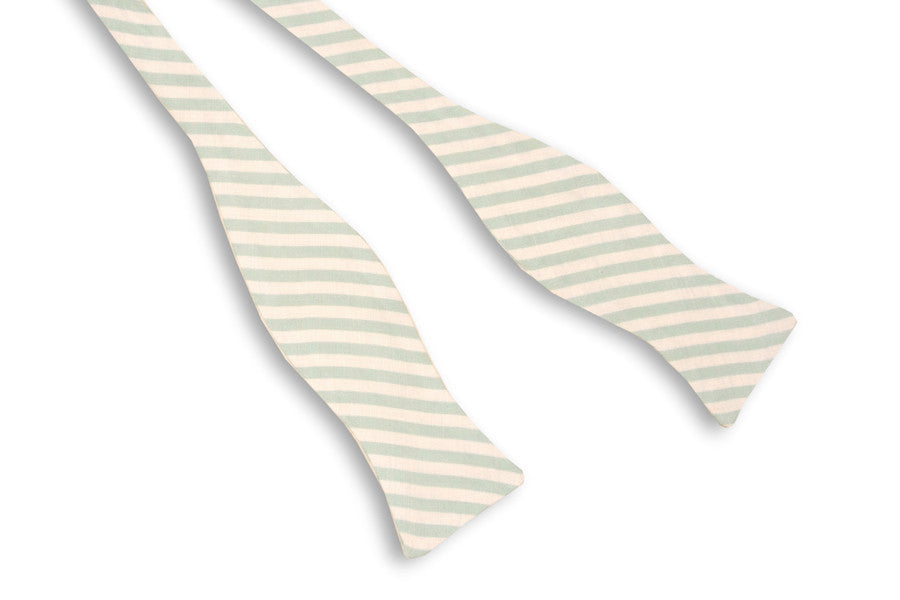 Sage Linen Stripe Bow Tie