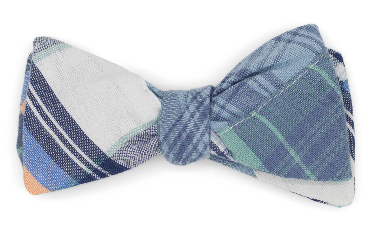 cotton with multiple blues in a plaid design