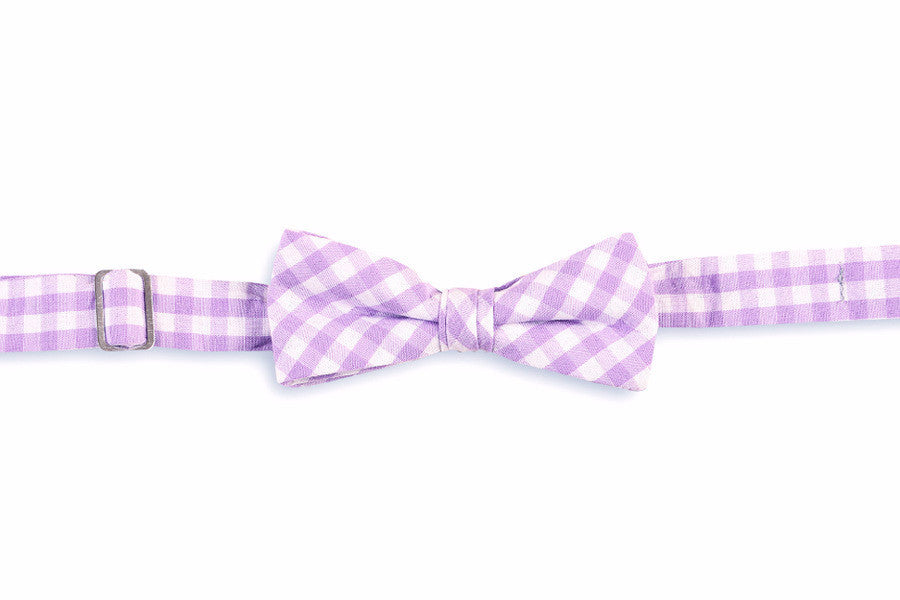 Lavender Check Boy's Bow Tie High Cotton Ties
