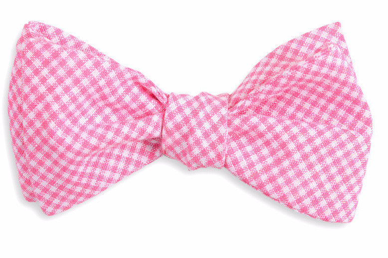 Watermelon Linen Gingham Bow Tie