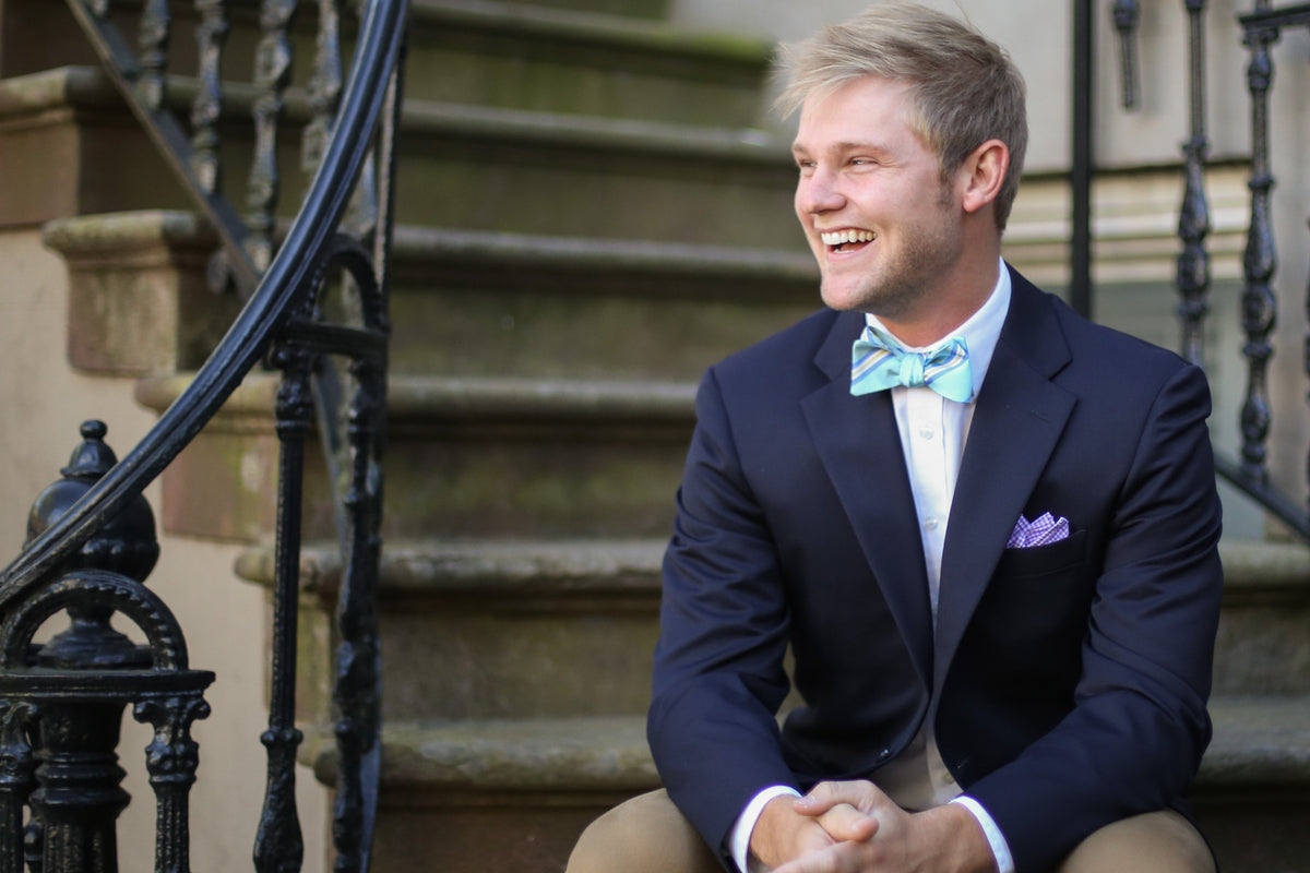 Harbor Stripe Bow Tie - Aqua