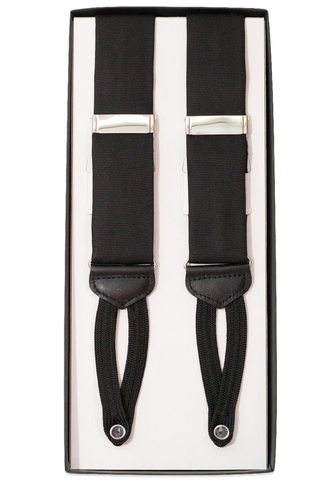 Black Faille Silk Suspenders