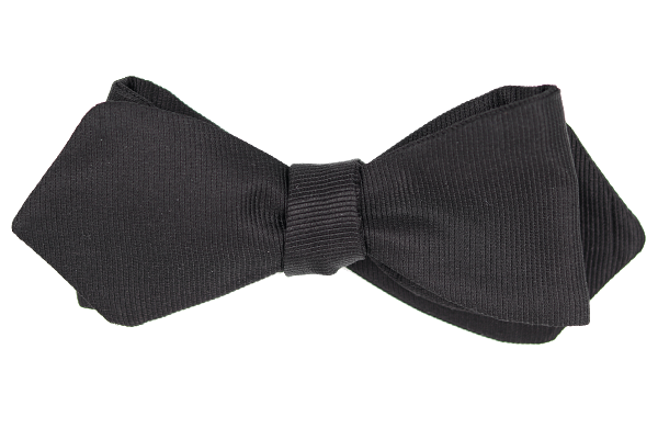 Black Faille Diamond Point Bow Tie
