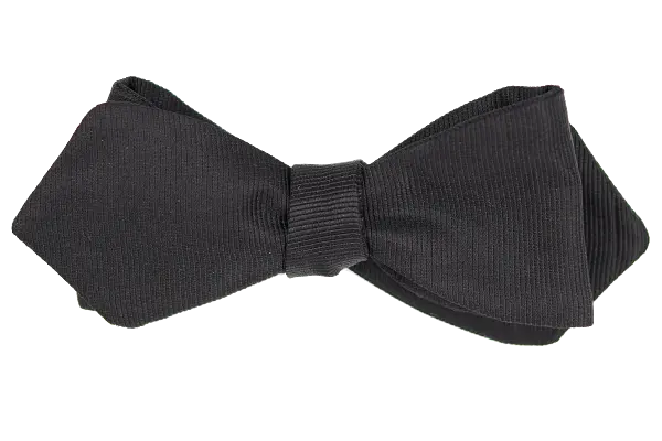 Black Faille Diamond Point Bow Tie