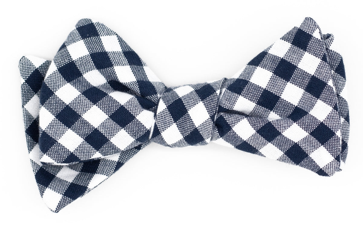 Navy Gingham Bow Tie