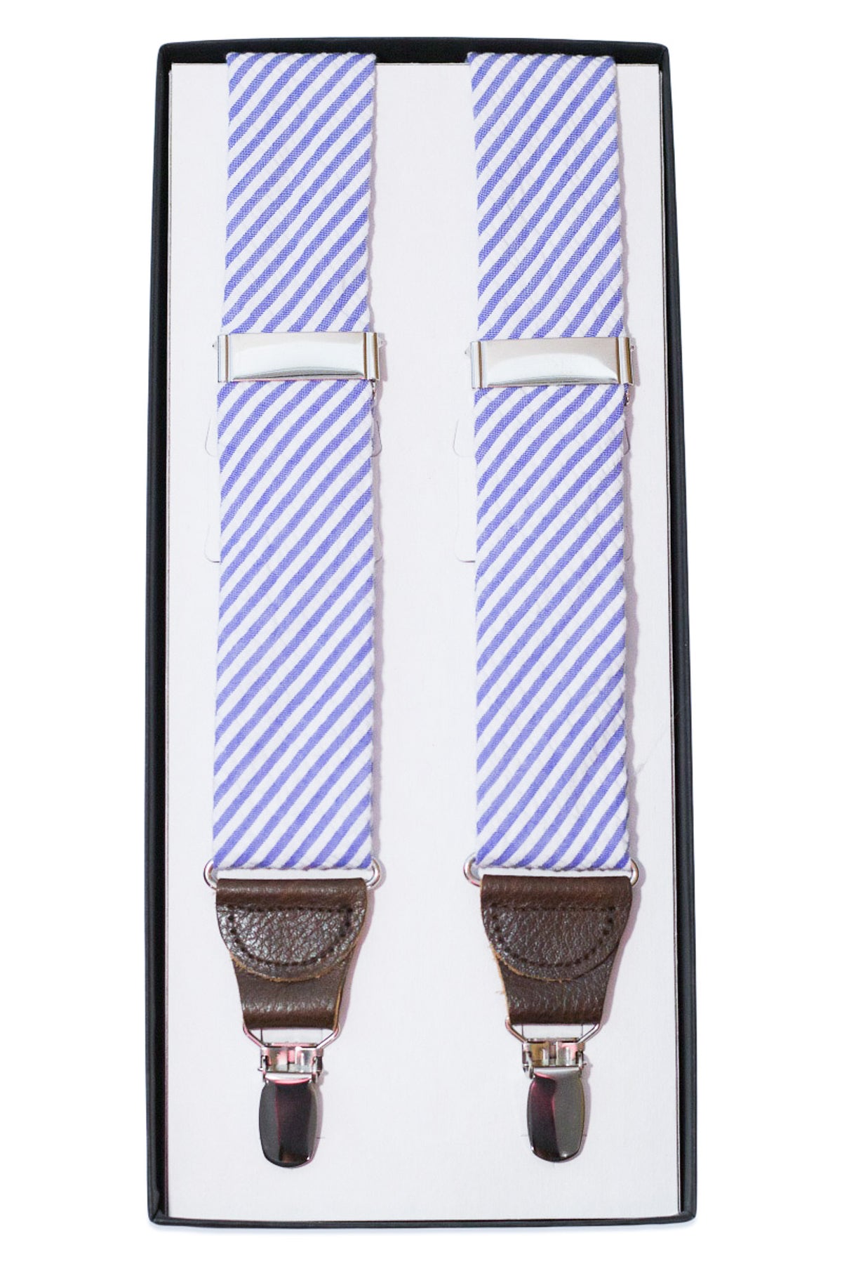 Classic Blue Seersucker Suspenders
