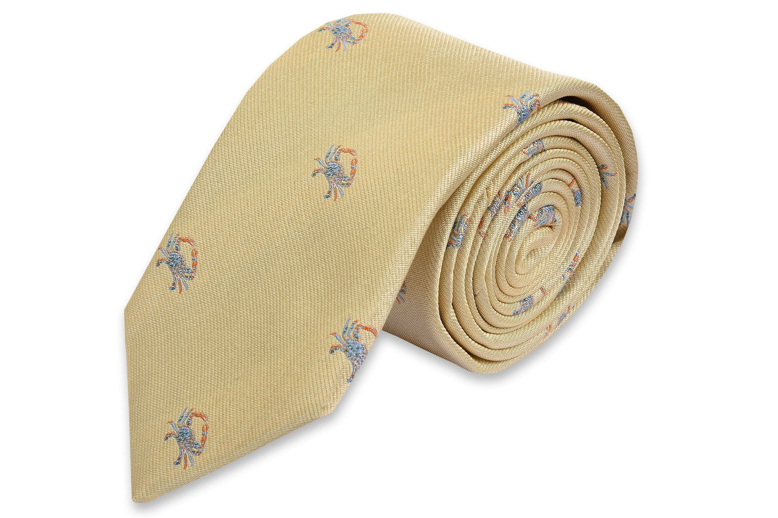 Blue Crab Necktie - Yellow High Cotton