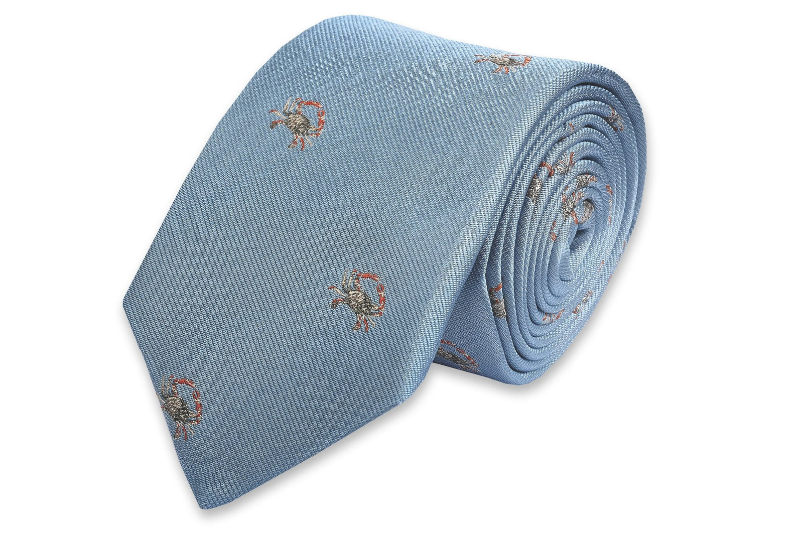 Blue Crab Necktie - Light Blue High Cotton