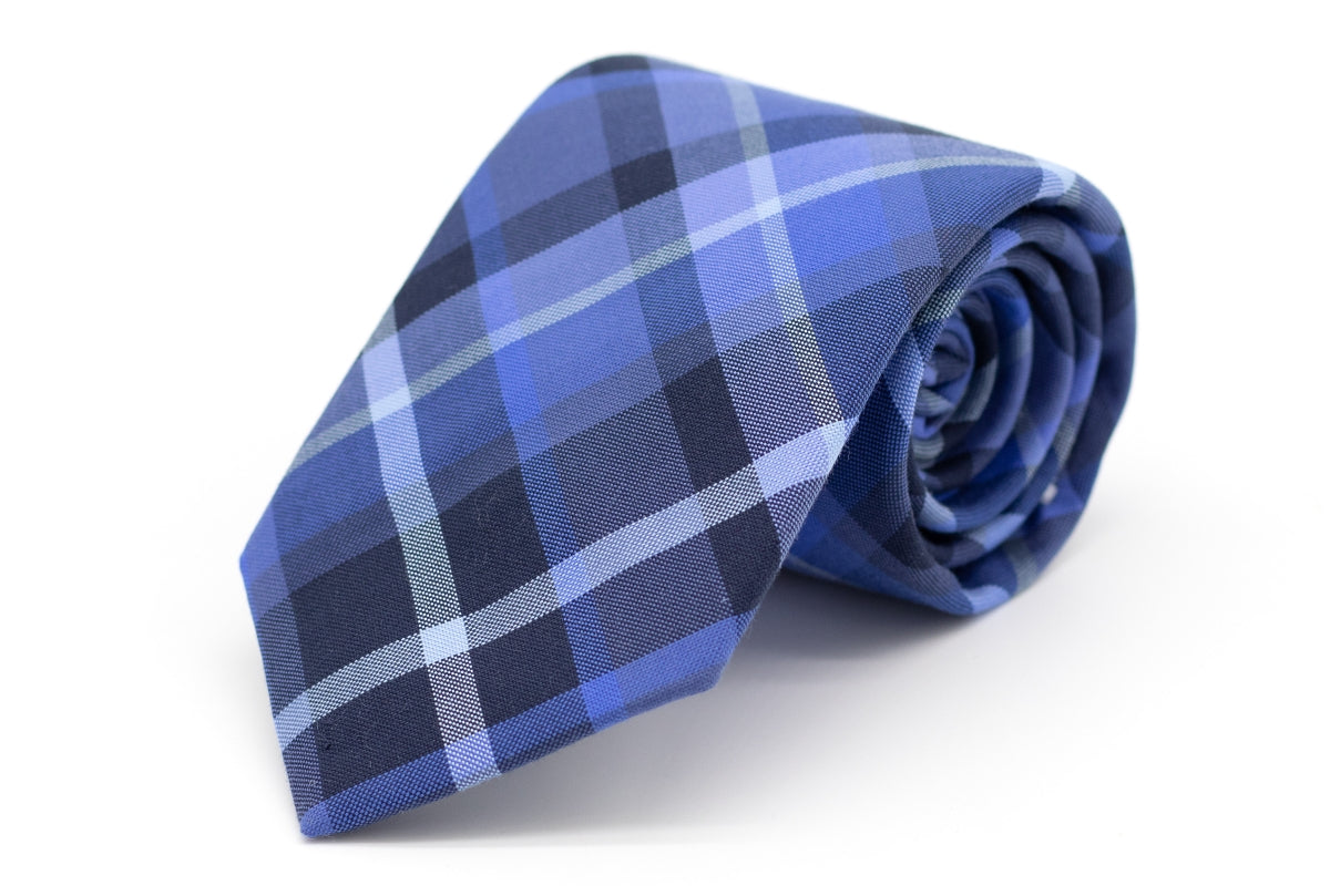 The Coolest Blue Plaid Cotton Necktie -  Blue and White Madras High Cotton