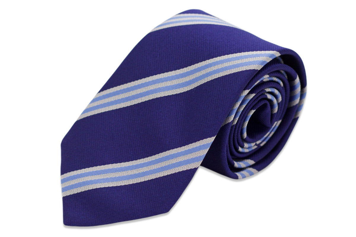 Sapphire Blue and White Stripe Necktie High Cotton