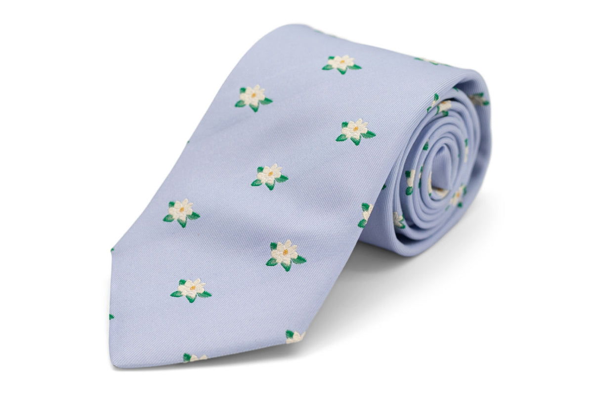 Magnolia Flower Necktie - Periwinkle High Cotton
