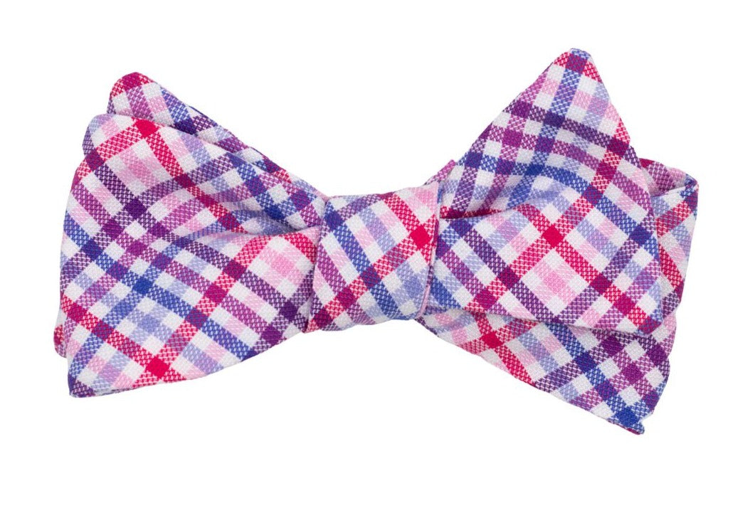 Candy Crush Check Purple and Pink Bow Tie