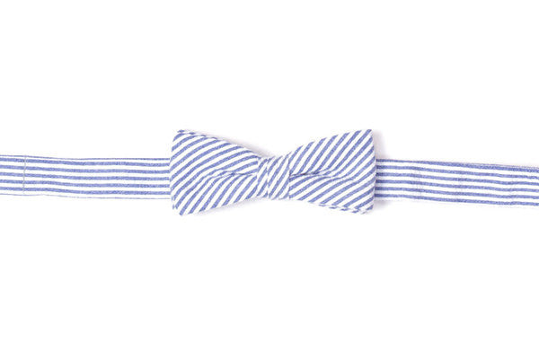 Classic Blue Seersucker Stripe Boy&#39;s Bow