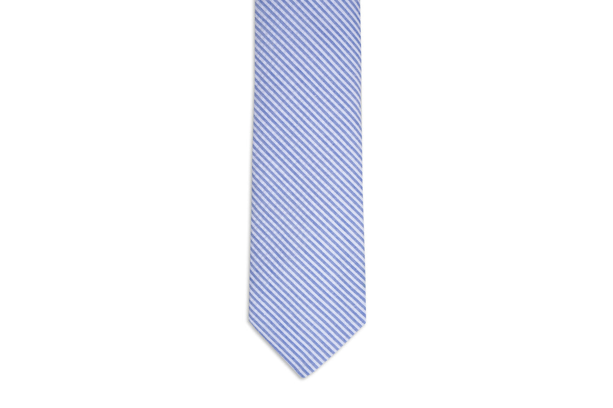 Classic Blue Seersucker Stripe Necktie