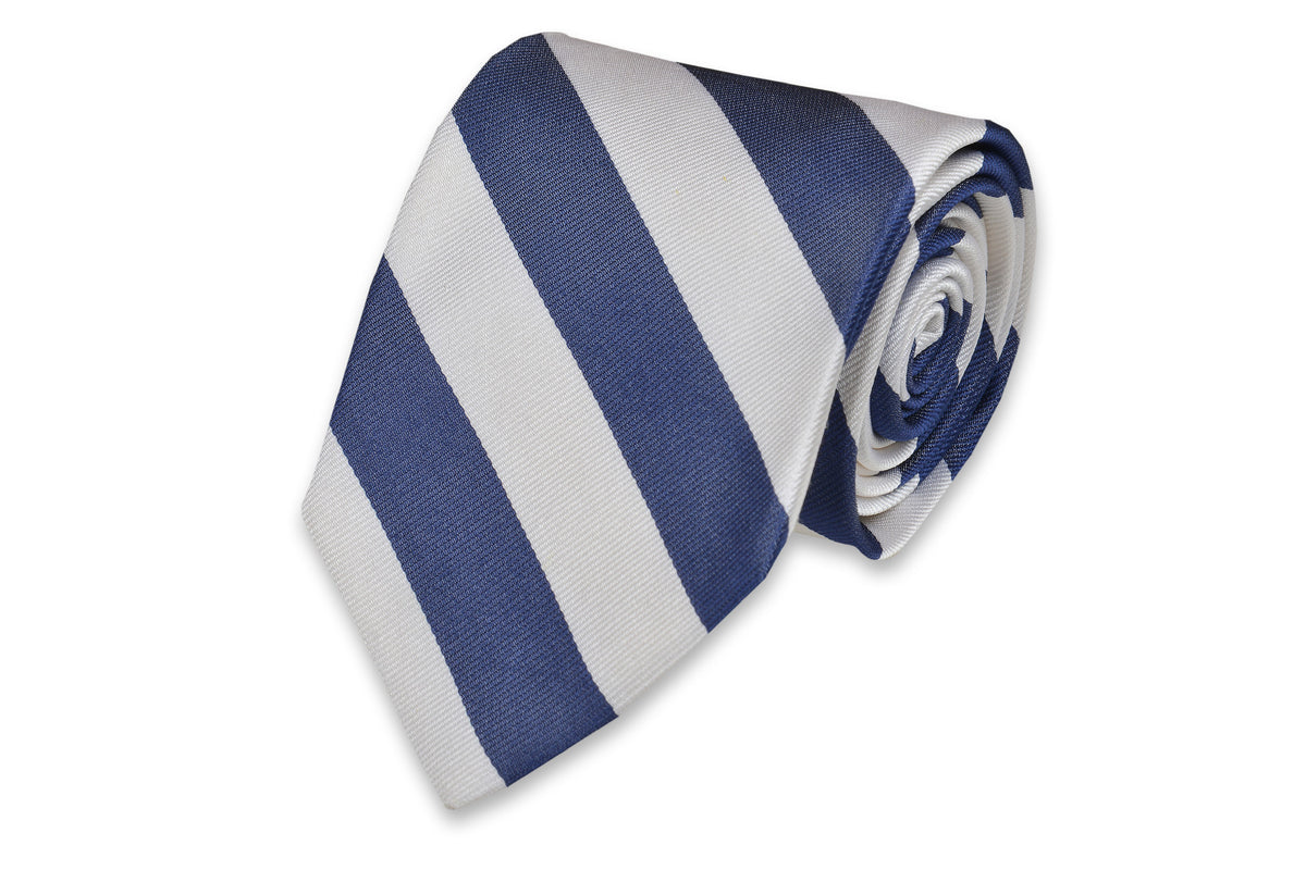 Classic Navy and White Stripe Necktie