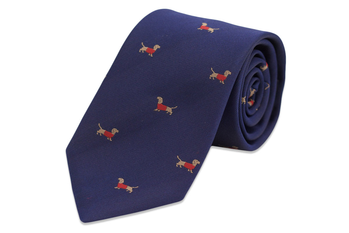 Dachshund Dog Necktie - Navy