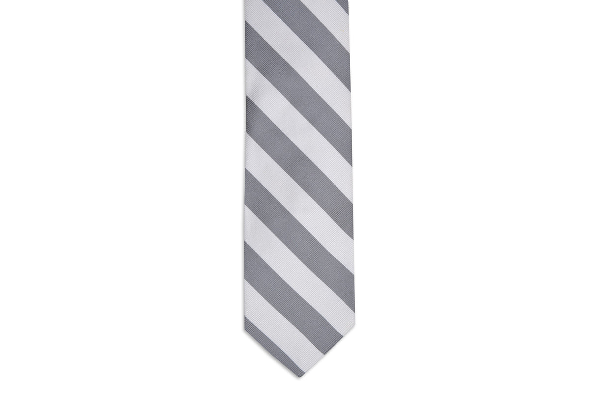 Dusty Gray and White Stripe Necktie