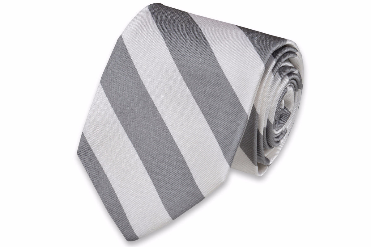 Dusty Gray and White Stripe Necktie