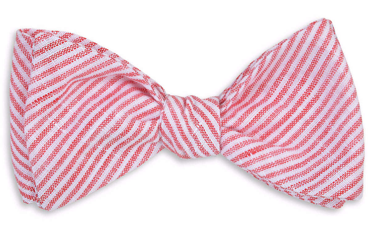 Firecracker Linen Stripe Bow Tie