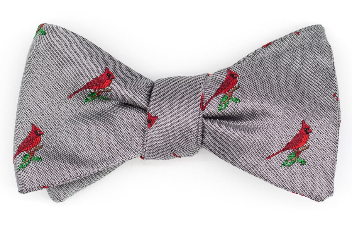 Christmas Cardinal Bow Tie - Silver