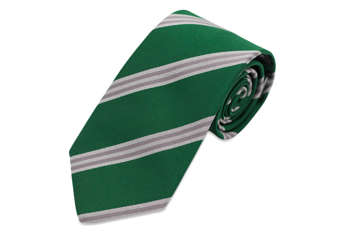 Emerald Green and Silver Stripe Necktie