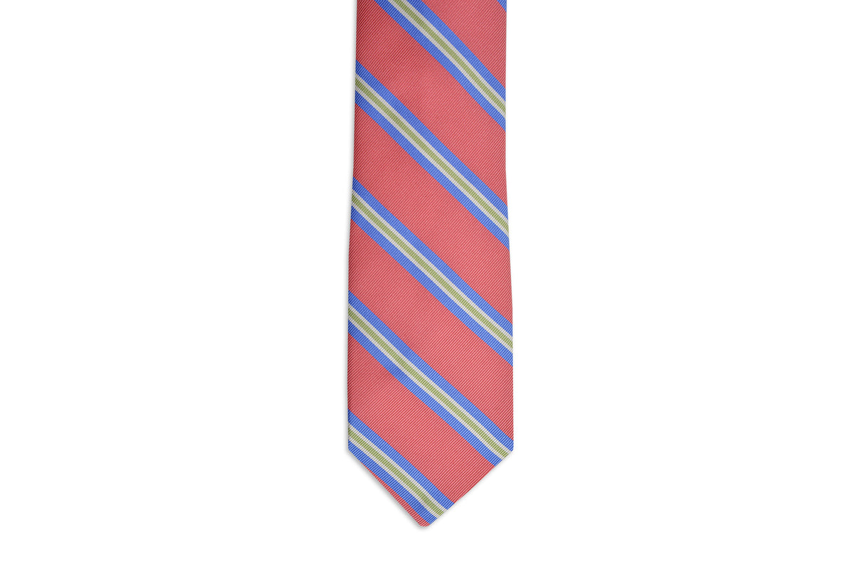 Harbor Stripe Necktie - Coral