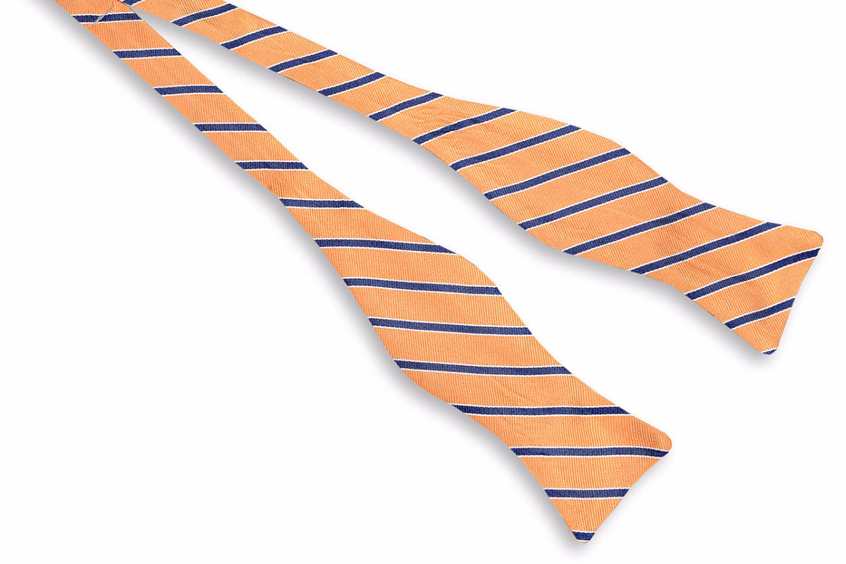 Springtime Derby Stripe Bow Tie - Orange Peel