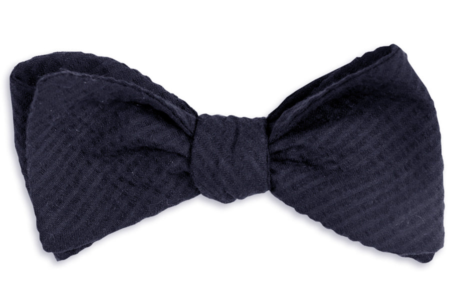 Southern Seersucker Bow Tie - Navy Solid