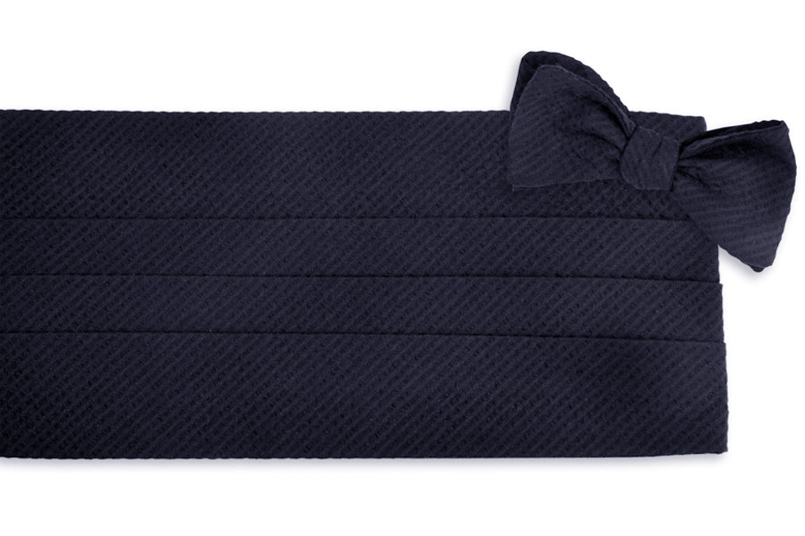Southern Seersucker Cummerbund Set - Navy Solid